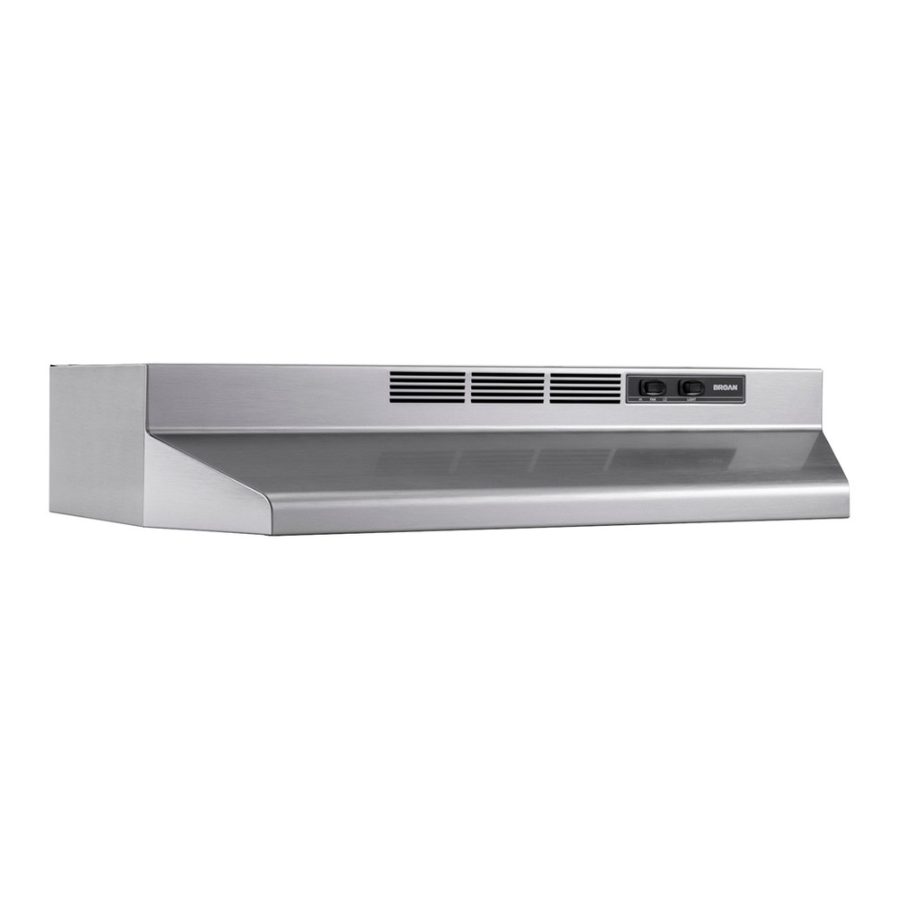 Broan 4130SF 30 inch Ductless Under-Cabinet Range Hood with 2 Speed Rocker Switch, Recirculating, Included Charcoal Filter, in PrintGuard Stainless Finish