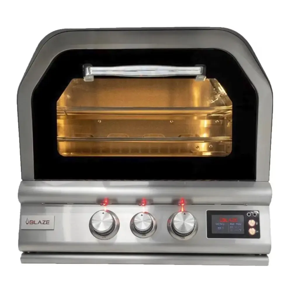 Blaze BLZ26PZOVNNG 26 inch Built-In Outdoor Pizza Oven with Rotisserie, Ceramic Pizza Stone and Meat Probes, in Stainless Steel (Natural Gas)