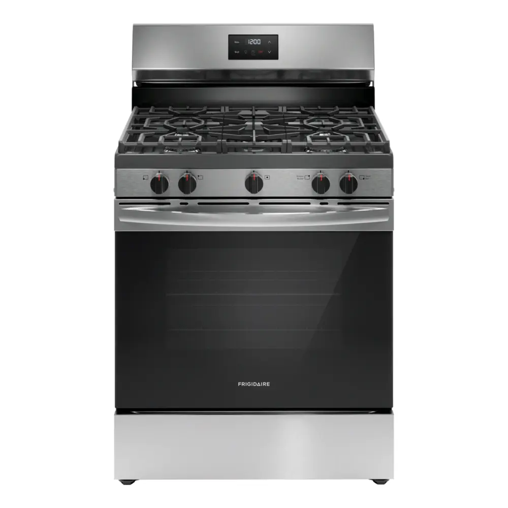 Frigidaire FCRG3052BS 30 inch Freestanding Gas Range with 5 Sealed Burners, 5.1 cu. ft. Oven Capacity, Continuous Edge-to-Edge Grates (Stainless Steel)