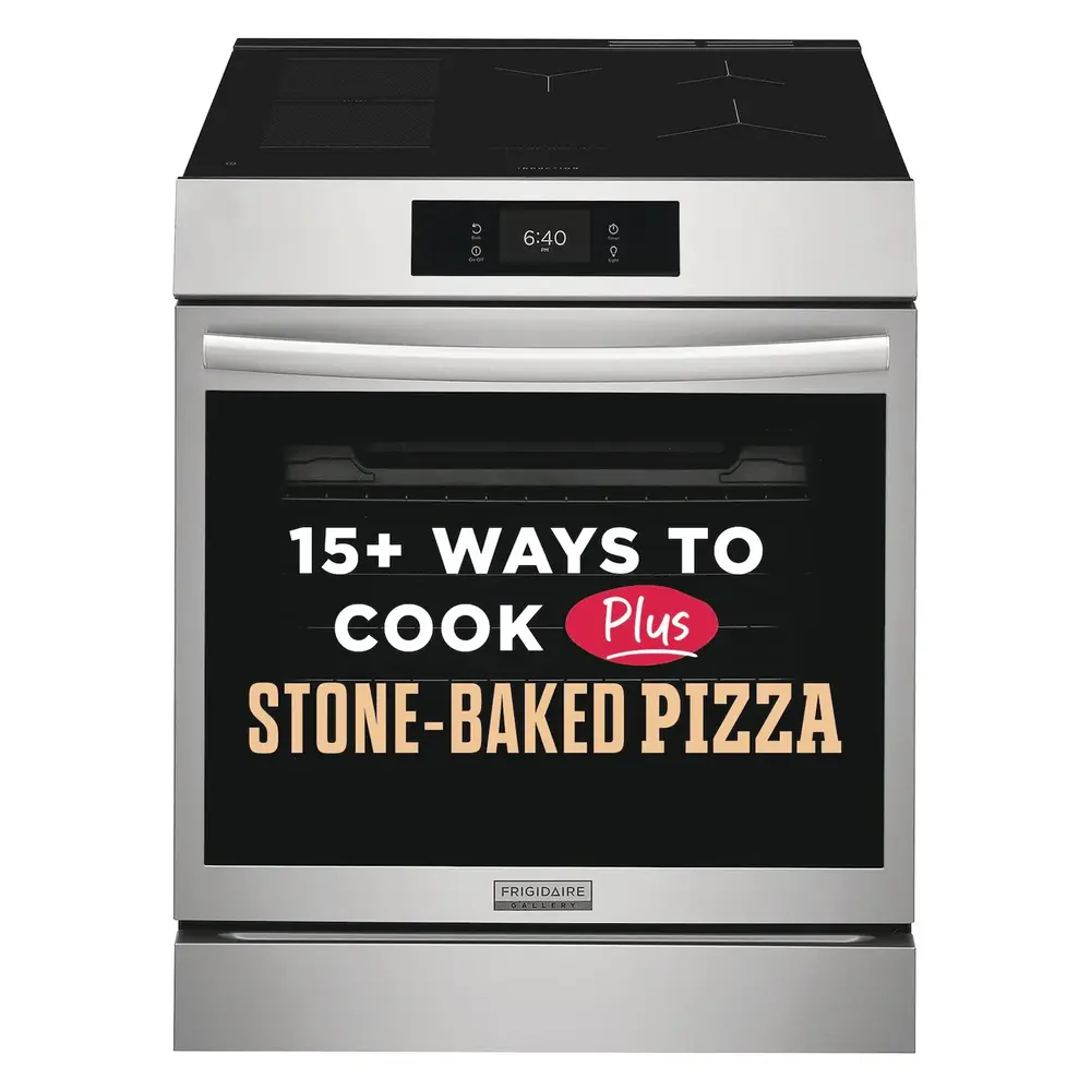 Frigidaire GCFI3070BF Gallery Series 30 inch Slide-In Induction Range with 5 Elements, 6.2 cu. ft. Oven Capacity, Stone-Baked Pizza and Air Fry in Stainless Steel