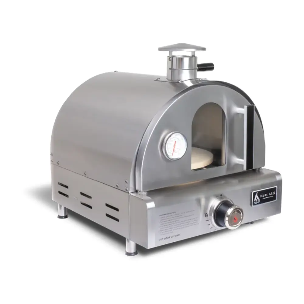 Mont Alpi MAPZSS Portable Propane Outdoor Pizza Oven with 10,000 BTU, 12 inch Pizza Stone and Temperature Guage in Stainless Steel