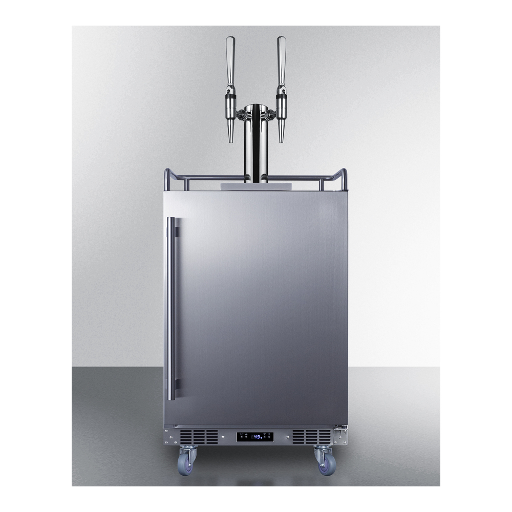 Summit SBC682NCFTWIN 24 inch Outdoor Built-In Nitro Coffee Kegerator with 5.6 cu. ft. Capacity, Dual Tap System, Automatic Defrost and Digital Thermostat in Stainless Steel