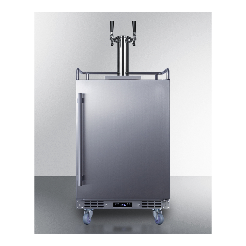 Summit SBC682WKDTWIN 24 inch Outdoor Built-In Wine Kegerator with 5.6 cu. ft. Capacity, Dual Tap System, Automatic Defrost and Digital Thermostat in Stainless Steel
