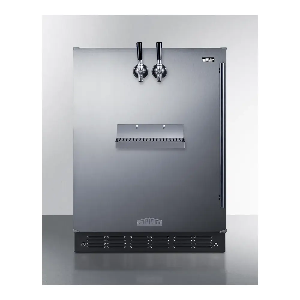 Summit SBC7BRSFRTPADALHD 24 inch Built-In/Freestanding Front Tap Beer Kegerator with 5.3 cu. ft. Capacity, Dual Tap System, ADA Compliant and Automatic Defrost in Stainless Steel (Left Hinge)