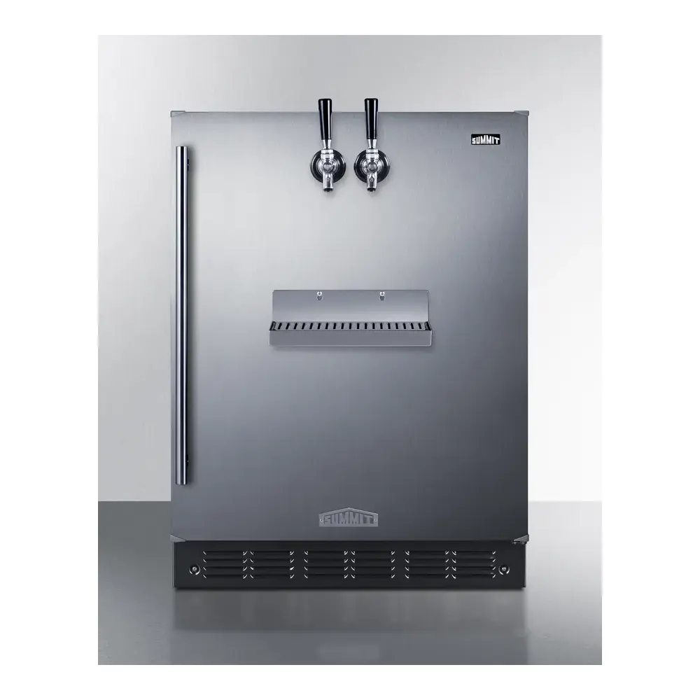 Summit SBC7BRSFRTPADA 24 inch Built-In/Freestanding Front Tap Beer Kegerator with 5.3 cu. ft. Capacity, Dual Tap System, ADA Compliant and Automatic Defrost in Stainless Steel (Right Hinge)