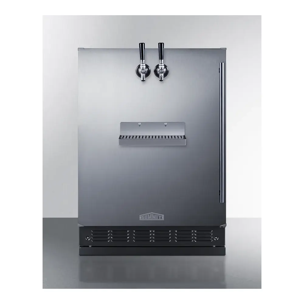 Summit SBC7BRSFRTPLHD 24 inch Built-In/Freestanding Front Tap Beer Kegerator with 5.3 cu. ft. Capacity, Dual Tap System and Automatic Defrost in Stainless Steel (Left Hinge)
