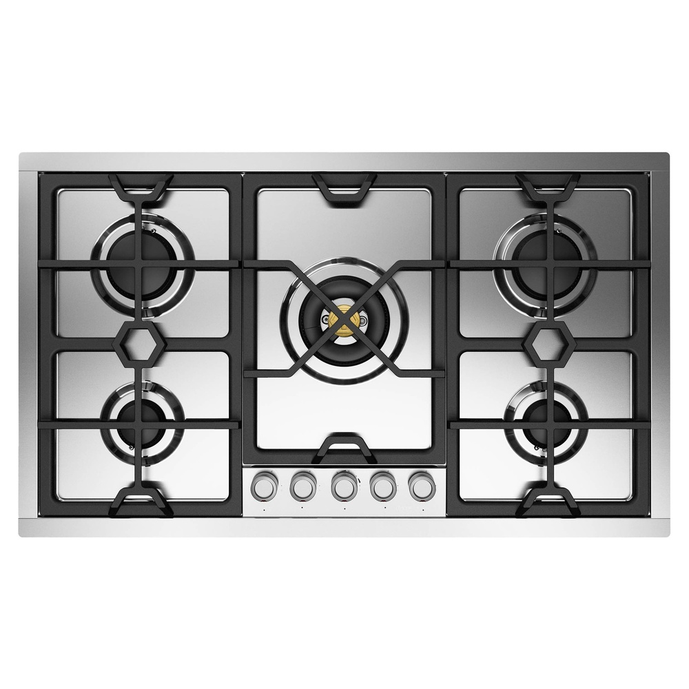 ILVE UHCPMT95SSLP Panoramagic 36 inch Built-In Gas Cooktop with 5 Burners, in Stainless Steel  (Liquid Propane, 5 Sealed Burners)