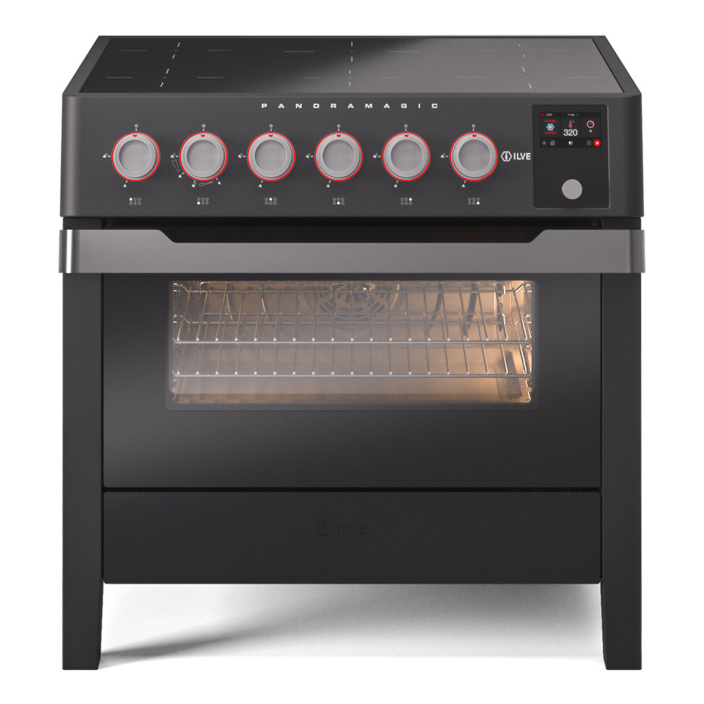 ILVE UPMI09S3MK Panoramagic 36 inch Induction Range with 6 Elements (Matte Black)