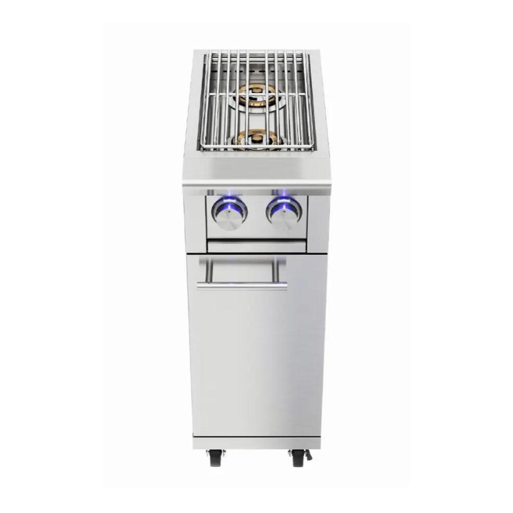 XO XOGCARTSBXLT XLT Twin Sideburner Bolt-on Cart, Twin Burner, Powerful LED Control, Heavy-Duty Castors, in Stainless Steel
