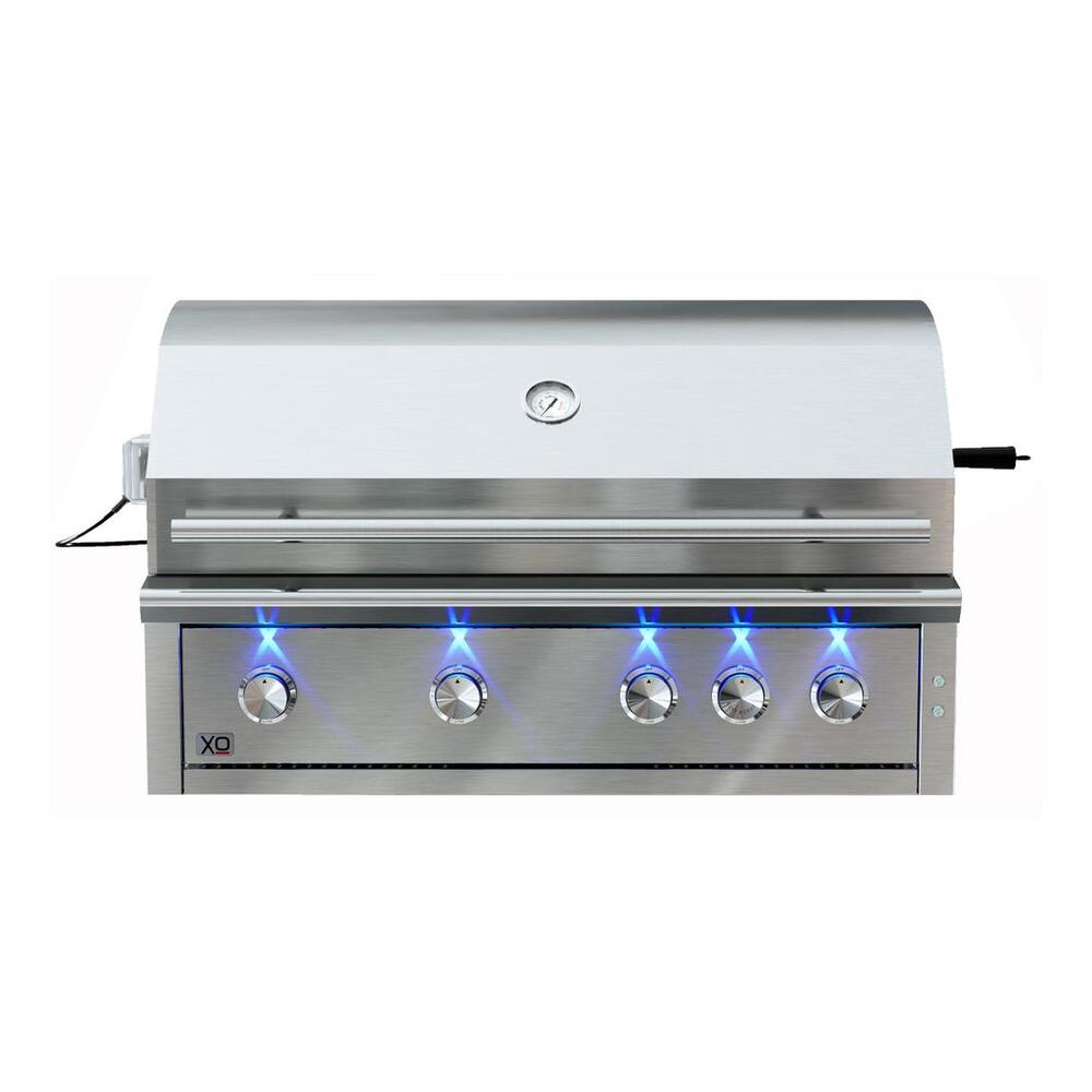 XO XOGRILL42N 42 inch Built-In Grill with 88,000 BTU, 1225 sq. in. Cooking Area, Elegant Lighting, Flame Thrower Ignition, Cast Stainless Burners, in Stainless Steel (Natural Gas)