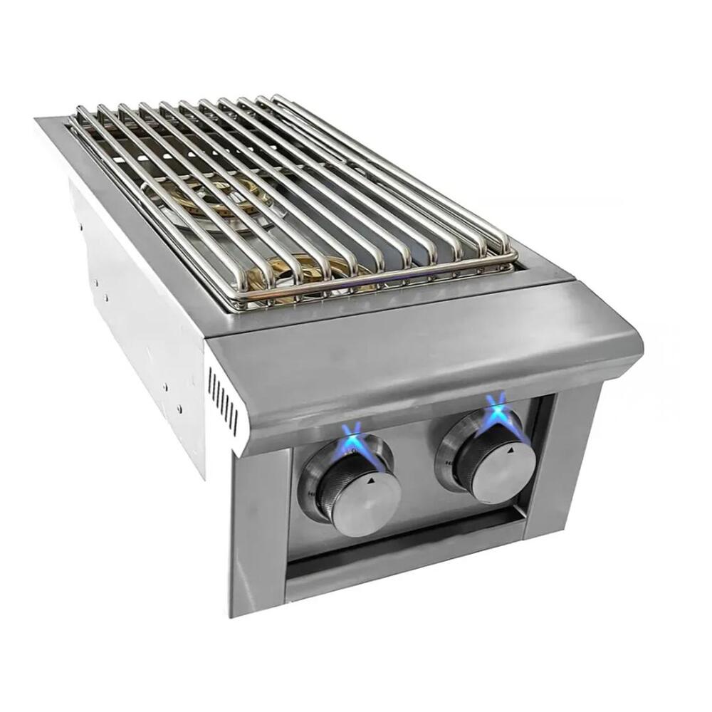 XO XOGSIDEBXLTN 13 inch Built-In Twin Side Burner with 24,000 BTU, Twin Burner Design, Powerful LED Control Lights, in Stainless Steel  (Natural Gas)