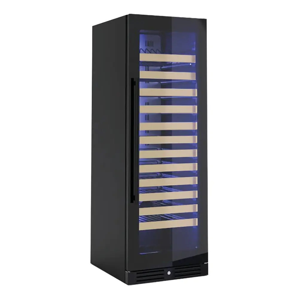 XO XOU2470WGB 24 inch Single Zone Wine Column with 135 Bottle or 15 cu. ft. Capacity, Tri-Color LED, Intuitive Digital Control, Secure Door Lock, Field Reversible Door (Black Glass)